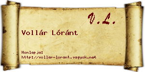 Vollár Lóránt névjegykártya